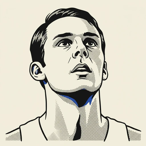 Illustrated portrait of NBA player Rick Barry