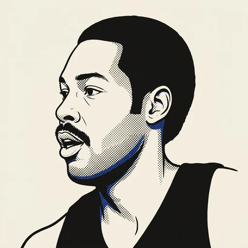 Illustrated portrait of NBA player Junior Bridgeman