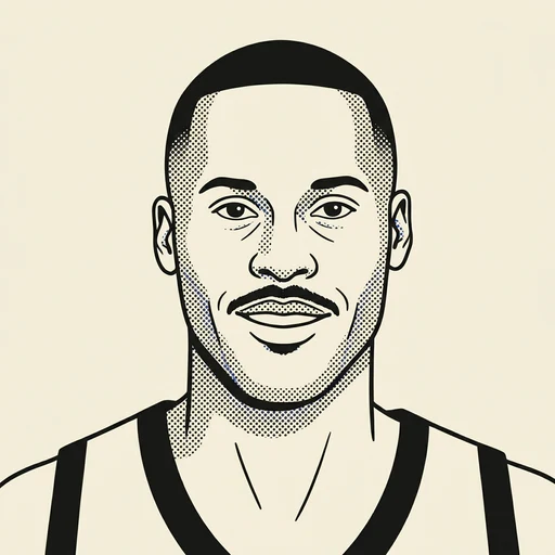 Illustrated portrait of NBA player P.J. Brown
