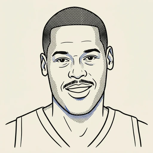 Illustrated portrait of NBA player Marcus Camby
