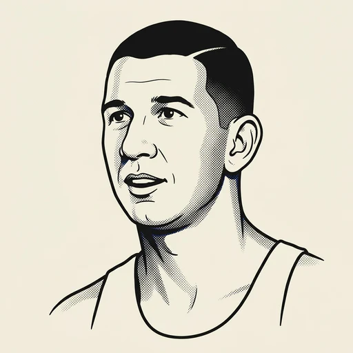 Illustrated portrait of NBA player Larry Costello