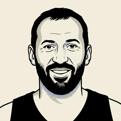 Illustrated portrait of NBA player Vlade Divac