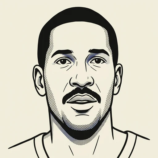Illustrated portrait of NBA player Alex English
