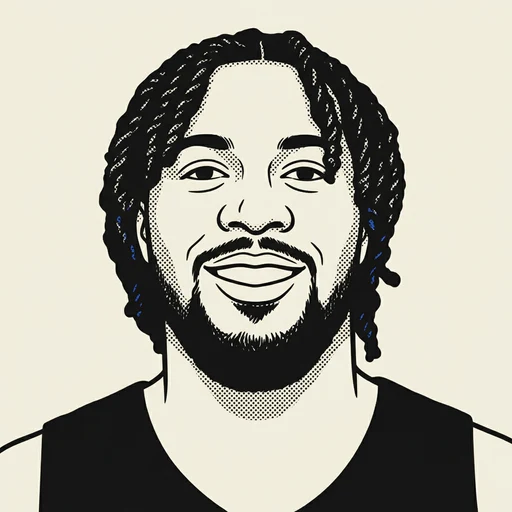 Illustrated portrait of NBA player Derrick Favors