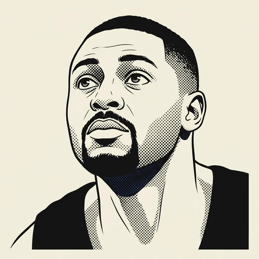 Illustrated portrait of NBA player Harvey Grant