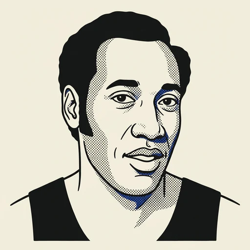 Illustrated portrait of NBA player Happy Hairston
