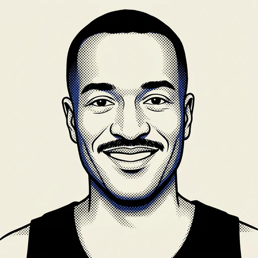 Illustrated portrait of NBA player Hersey Hawkins