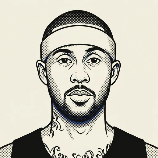 Illustrated portrait of NBA player Larry Hughes