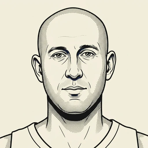 Illustrated portrait of NBA player Zydrunas Ilgauskas