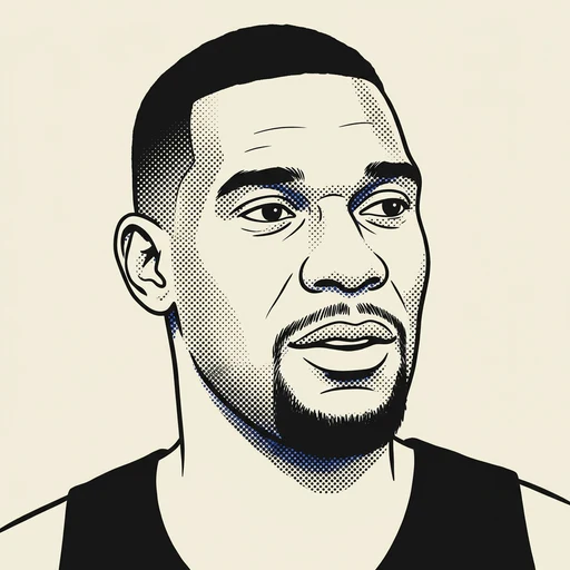 Illustrated portrait of NBA player Shawn Kemp
