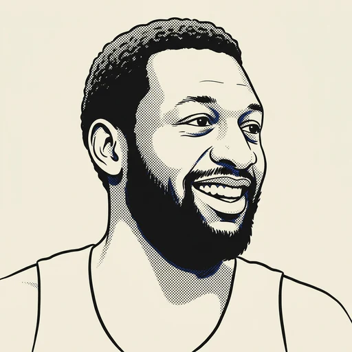 Illustrated portrait of NBA player Bob Lanier