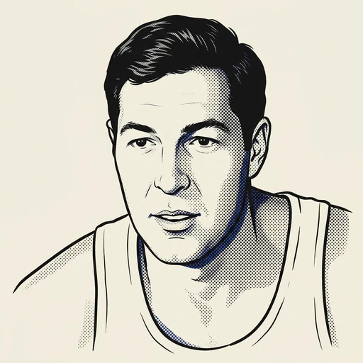 Illustrated portrait of NBA player Rudy LaRusso