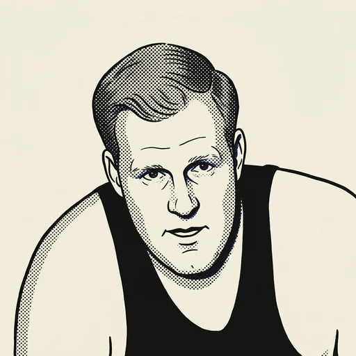 Illustrated portrait of NBA player Clyde Lovellette
