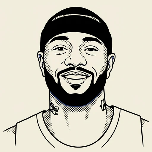 Illustrated portrait of NBA player Kenyon Martin