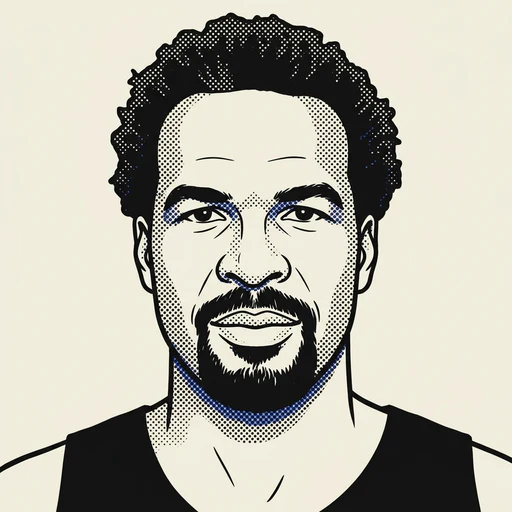 Illustrated portrait of NBA player Charles Oakley