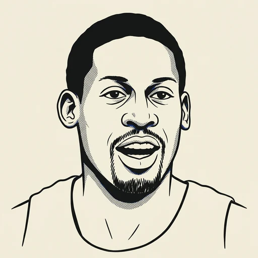 Illustrated portrait of NBA player Dennis Rodman
