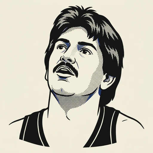 Illustrated portrait of NBA player Jeff Ruland