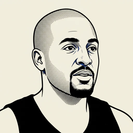 Illustrated portrait of NBA player Dennis Scott