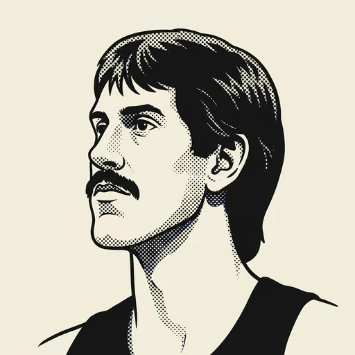 Illustrated portrait of NBA player Steve Stipanovich