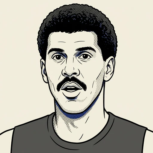 Illustrated portrait of NBA player Reggie Theus