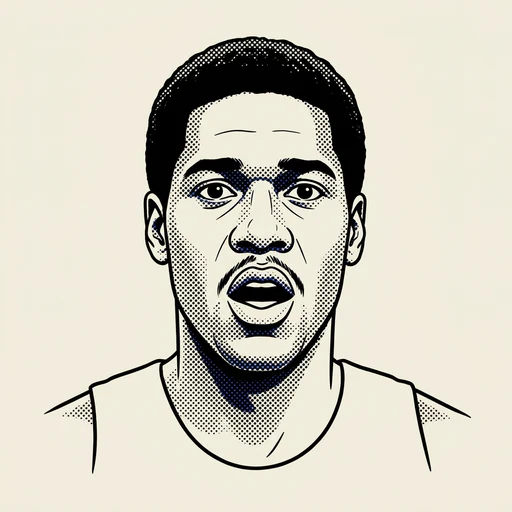 Illustrated portrait of NBA player Jay Vincent