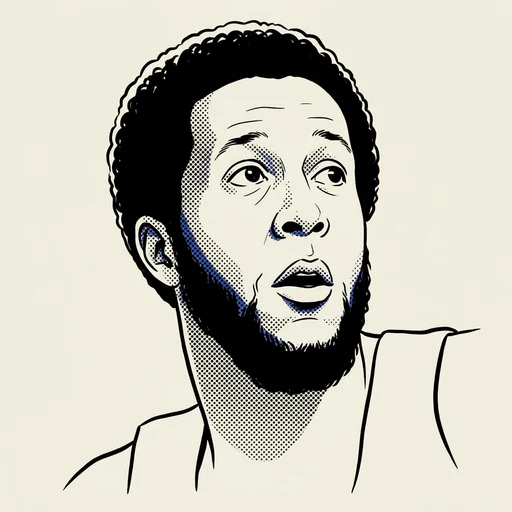 Illustrated portrait of NBA player Jamaal Wilkes